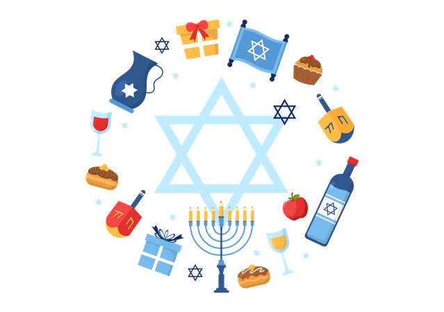 Free Happy Hanukkah Jewish Holiday  Illustration