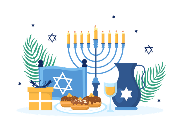 Free Happy Hanukkah Jewish Holiday  イラスト