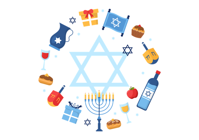 Free Happy Hanukkah Jewish Holiday  イラスト