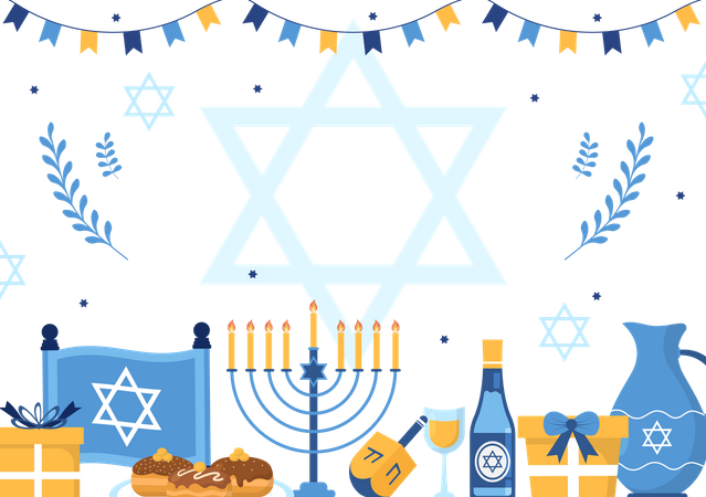 Free Happy Hanukkah Jewish Holiday  イラスト
