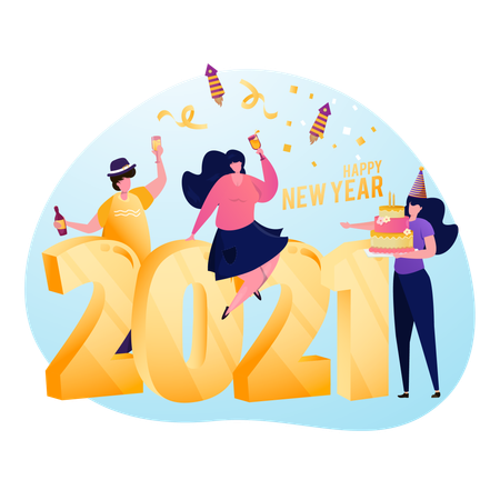Free Preparing new year 2021 party  Illustration