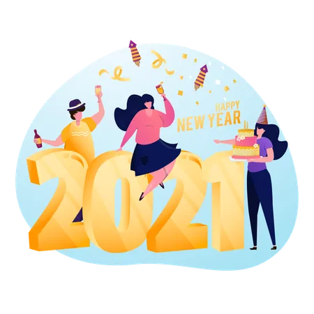Free Illustration Of Preparing New Year 2021 Party Celebration Illustration