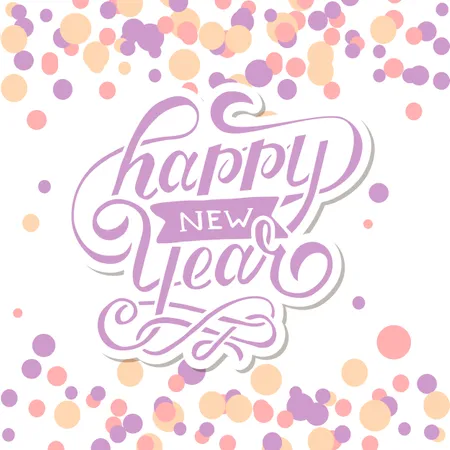 Free Happy New Year Vector Gradient Phrase Lettering Calligraphy Sticker Illustration