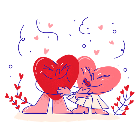 Free Hearts Hugging  Illustration