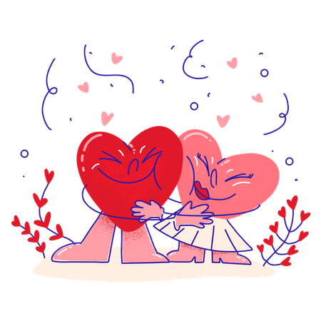 Free Hearts Hugging  Illustration