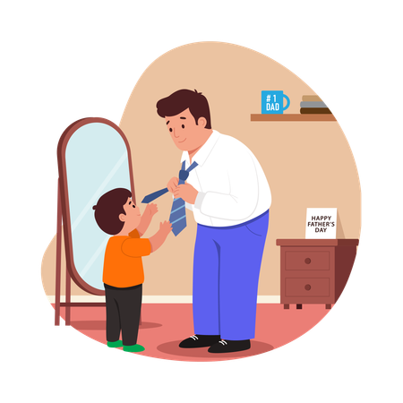 Free Hijo atando la corbata de su padre  Ilustración