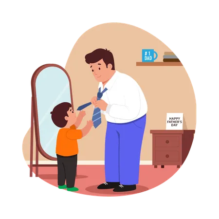 Free Hijo atando la corbata de su padre  Ilustración