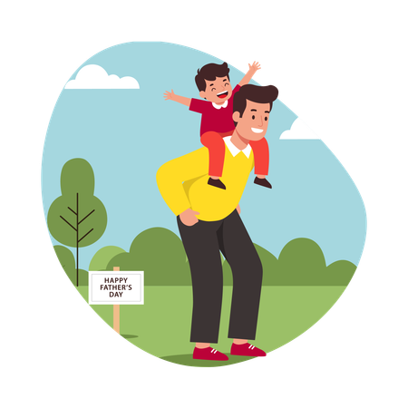 Free Hijo teniendo sesión de fotos con papá  Ilustración