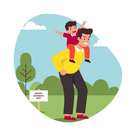 Free Hijo teniendo sesión de fotos con papá  Ilustración