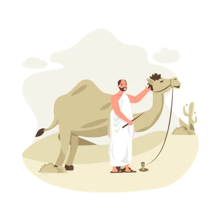 Free Hombre con camello  Ilustración