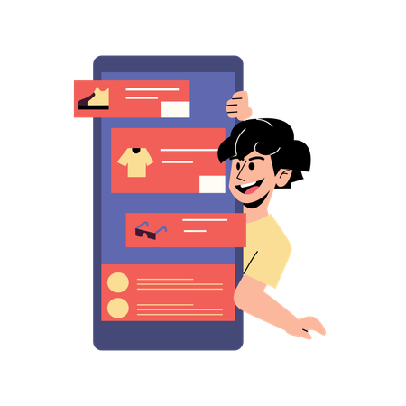 Free Hombre haciendo compras de moda online  Ilustración