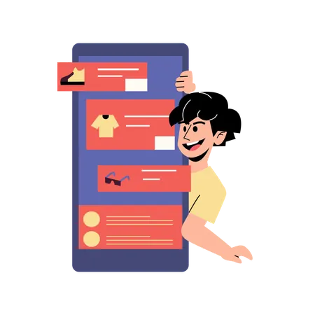 Free Hombre haciendo compras de moda online  Ilustración