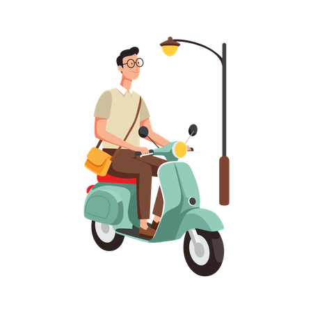 Free Homem andando de scooter na cidade  Ilustração