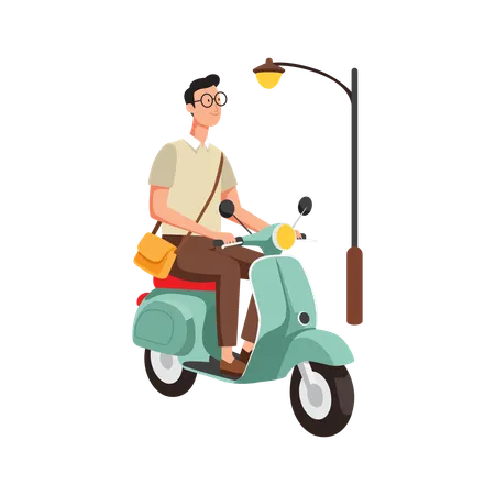 Free Homem andando de scooter na cidade  Ilustração
