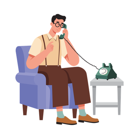 Free Homem em chamada telefônica  Ilustração