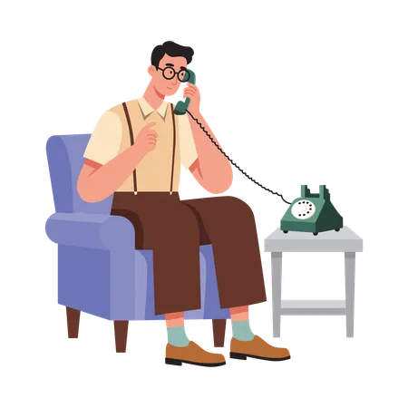 Free Homem em chamada telefônica  Ilustração