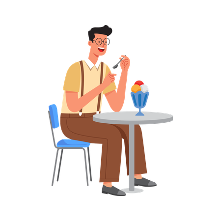 Free Homem apreciando sobremesa em café  Ilustração