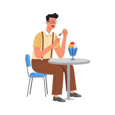 Free Homem apreciando sobremesa em café  Ilustração