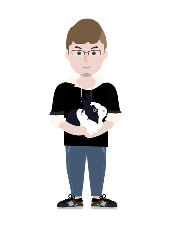 Free Homme avec lapin  Illustration