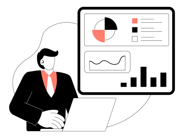 Free Homme d'affaires effectuant une analyse de données Illustration