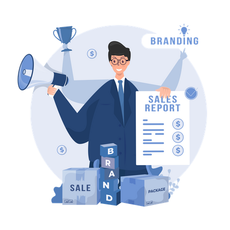 Free Homme d'affaires faisant du multitâche  Illustration