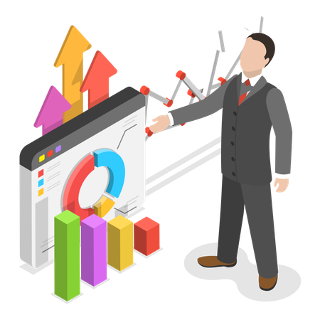 Free Homme d'affaires montrant le graphique d'affaires  Illustration
