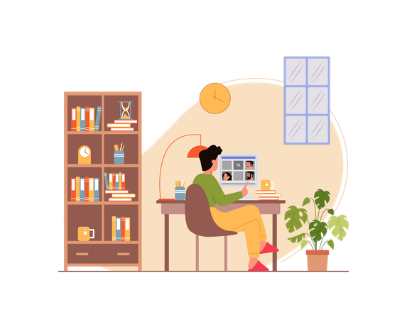 Free Homme d'affaires participant à une vidéoconférence  Illustration