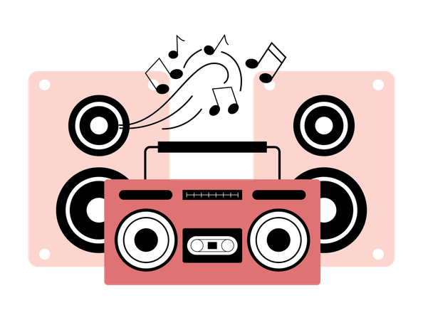 Free Homme écoutant des chansons sur un lecteur de cassettes  Illustration