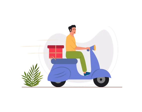 Free Livreur mâle équitation scooter  Illustration