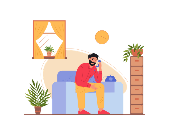 Free Homme parlant au téléphone  Illustration