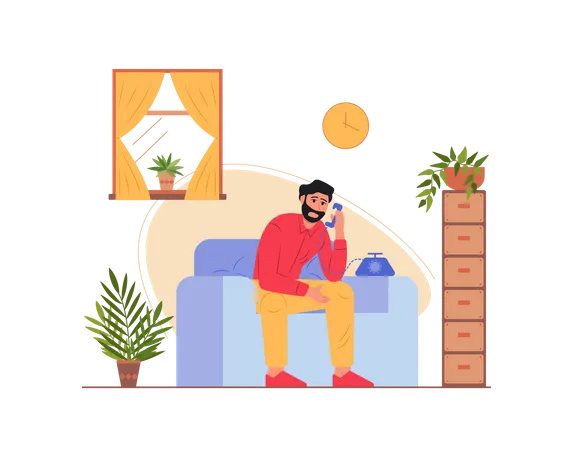 Free Homme parlant au téléphone  Illustration