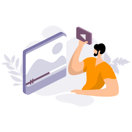 Free Homme regardant une vidéo en ligne  Illustration
