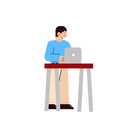 Free Homme travaillant sur un ordinateur portable  Illustration