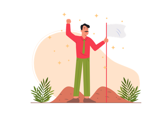 Free Indian male achieved his dream  Illustration