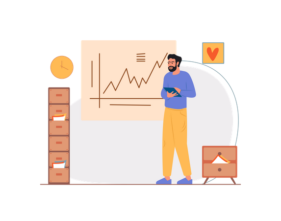 Free Indian man analysis company growth  Illustration