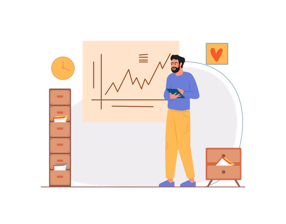 Free Indian man analysis company growth  Illustration