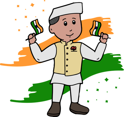 Free Indian political leader holding tiranga  Illustration