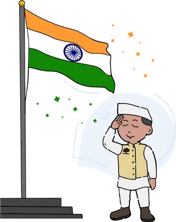 Free Indian political leader salute to tiranga  Illustration