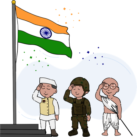 Free Indian political leader, soldier and freedom fighter celebrating republic day with Indian flag hoisting  Illustration