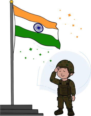 Free Indian soldier salute to tiranga  Illustration