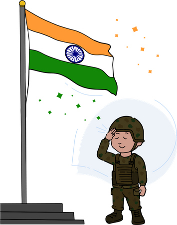 Free Indian soldier salute to tiranga  Illustration