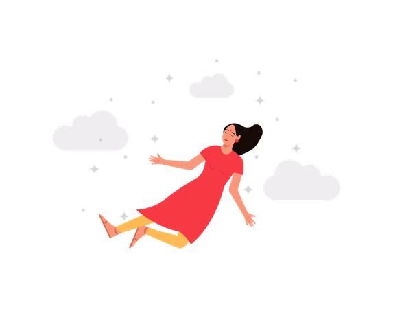Free Indian woman dreaming while sleeping Illustration