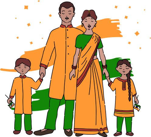Free Indische Familie feiert Tag der Republik  Illustration