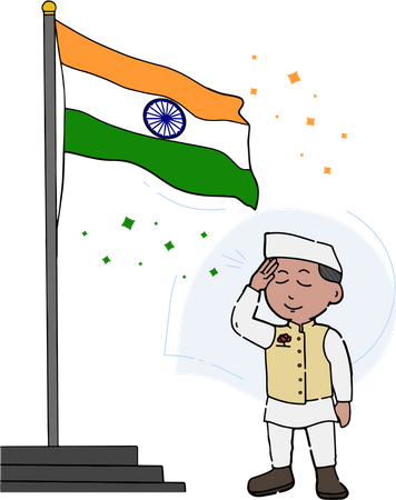 Free Indischer Politiker grüßt Tiranga  Illustration