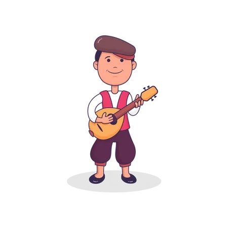 Free Italien Mann spielt Gitarre  Illustration