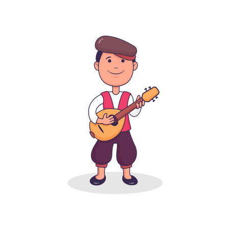 Free Italy Man Playing Guitar  Illustration