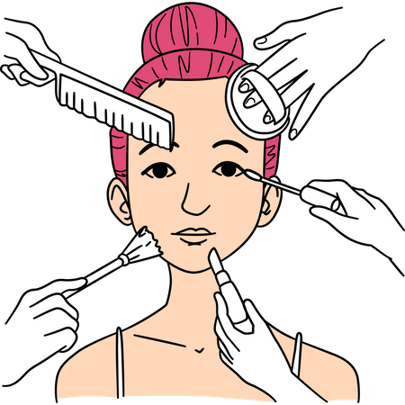 Free Jovem aplicando maquiagem no rosto  Illustration