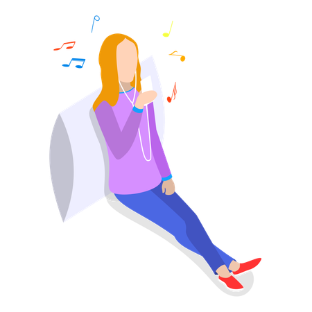 Free Joyful girl listening music  Illustration