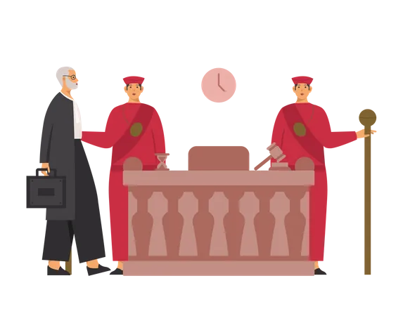 Free Judge arriving in court  Illustration