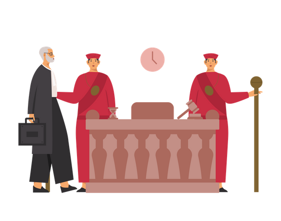 Free Judge arriving in court  Illustration